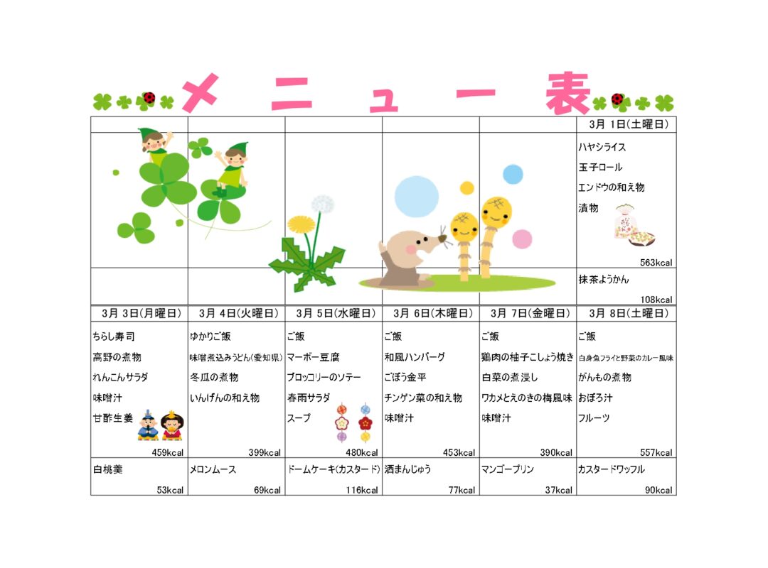 2025年2月14日　ランチメニュー3月更新